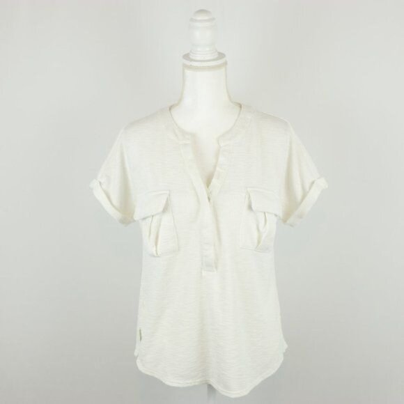 Promesa Ready Set Women’s Small White V-Neck Short Sleeve Knit Popover Blouse - Picture 1 of 8